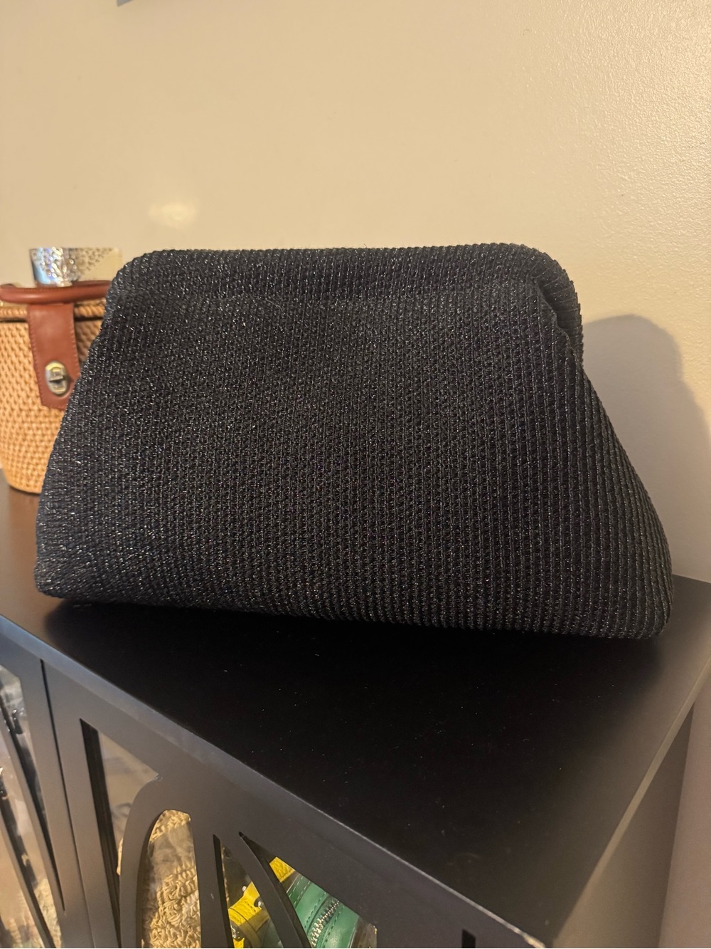 Topshop Black Sparkle Knit Evening Clutch